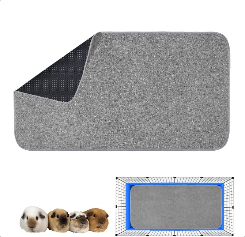 GINIDEAR Guinea Pig Cage Liner, 1 Pack - Washable, Reusable, Leakproof Fleece Bedding Pads for Small Animals with Anti-Slip Bottom - for C&C 2X4 Area, Gray - Image 1